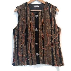 Vintage Cynthia Althuser Lagenlook Boho Wool Wearable Art Vest - Size Large